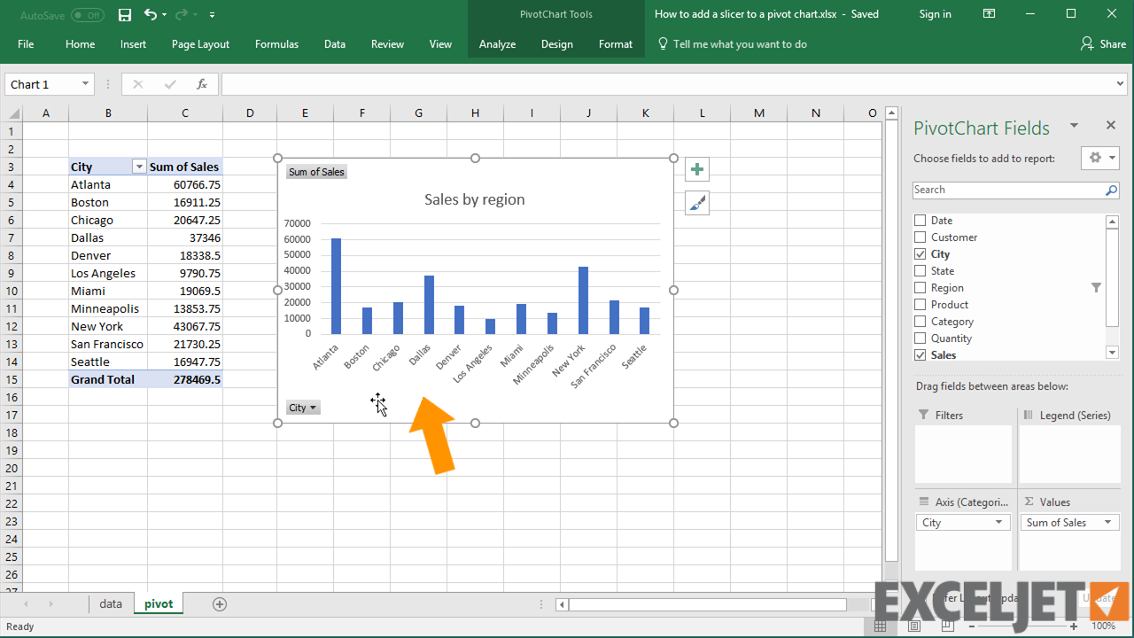 Excel Tutorial How To Add A Slicer To A Pivot Chart 0870